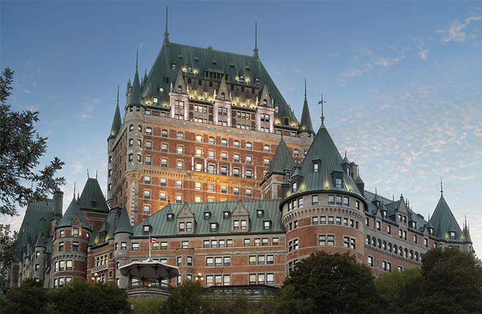 Looking up at the Fairmont Le Château Frontenac