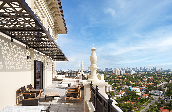 A terrace view from the Loews Coral Gables Hotel Presidential Suite
